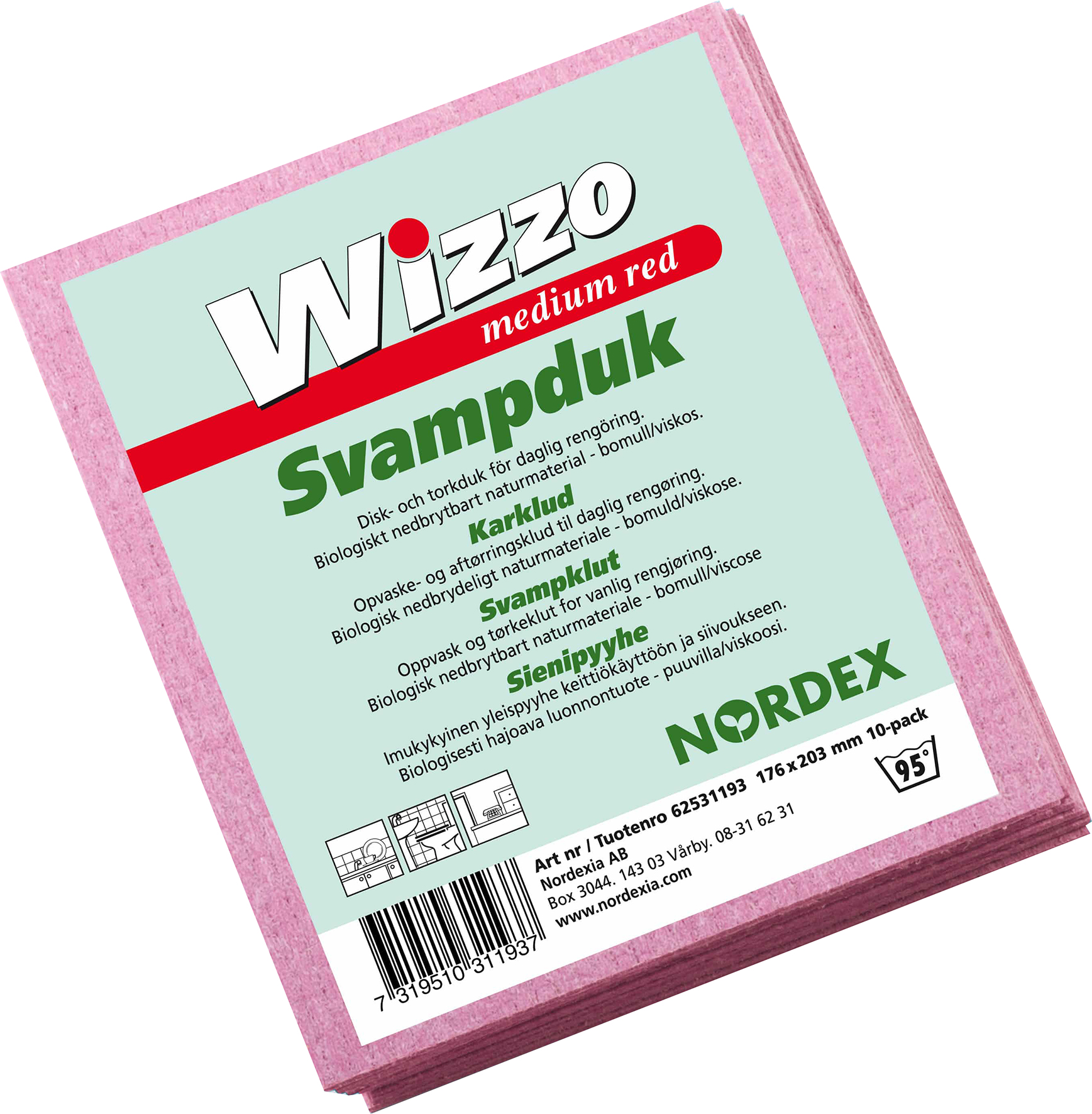 Diskduk Wizzo medium 175 x 203 mm röd 10 st/fp