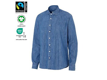 Skjorta slim fit COTTOVER Denim GOTS S