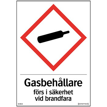 Skylt Gasbehållare A6 plast