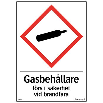 Skylt Gasbehållare A5 plast