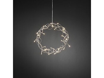 Krans metall 32 varmvit LED 30cm silver