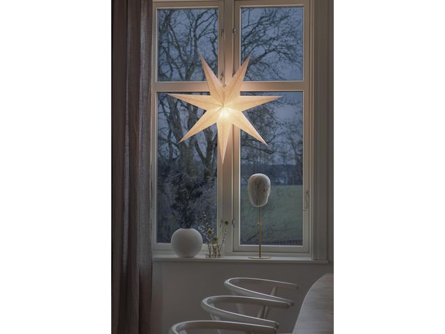 Pappersstjärna 78cm vit broderat mönster