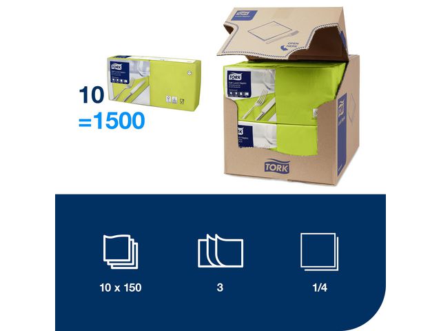 Servett TORK Lunch 3-lags lime 150/fp