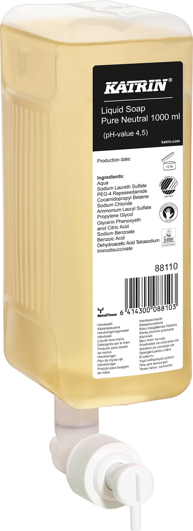 Flytande tvål Pure Natural 1000 ml Katrin