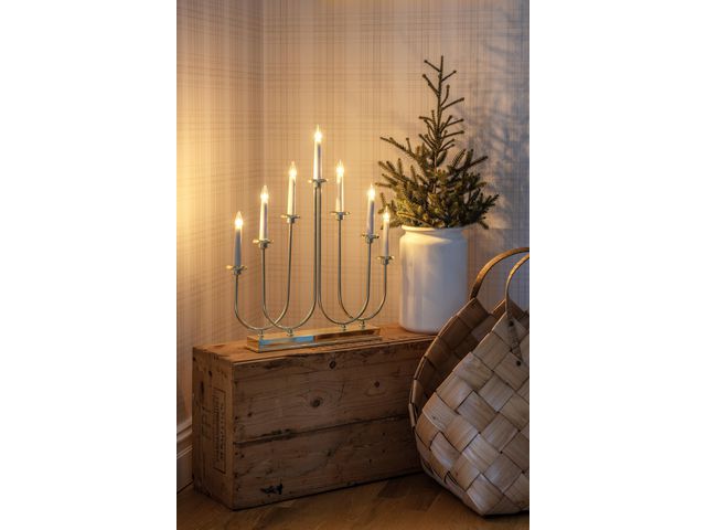 Elljusstake 7 ljus LED 46x53cm mässing
