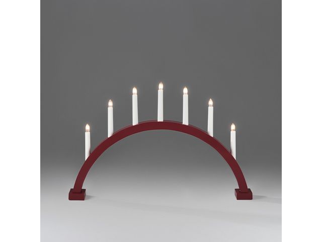 Elljusstake 7 ljus 59x38,5cm trä röd