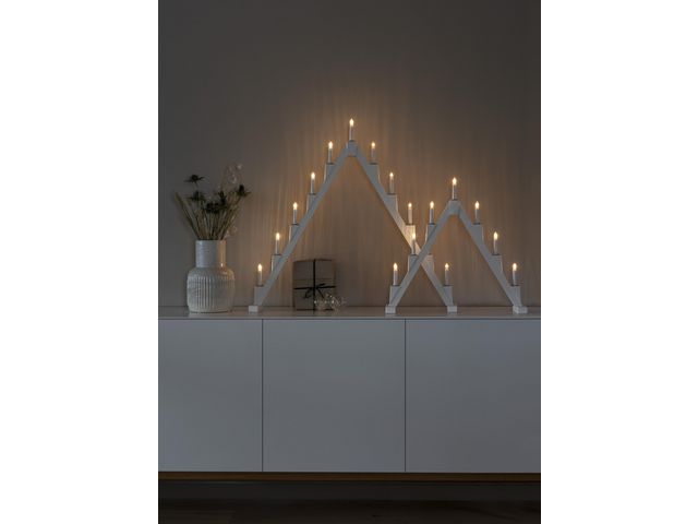 Elljusstake 7 ljus vikbar 56x56 trä vit