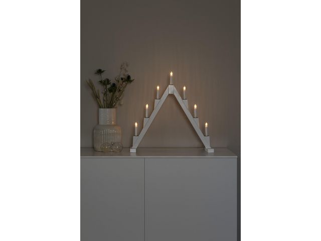 Elljusstake 7 ljus vikbar 56x56 trä vit