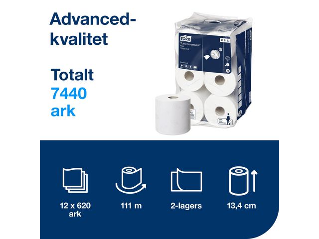 Toalettpapper SmartOne Mini Advanced Tork T9 Vit