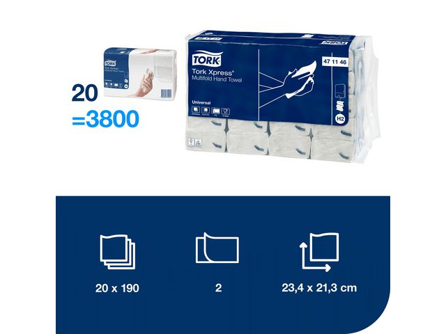 Pappershandduk Tork Xpress® Multifold H2 3800/krt