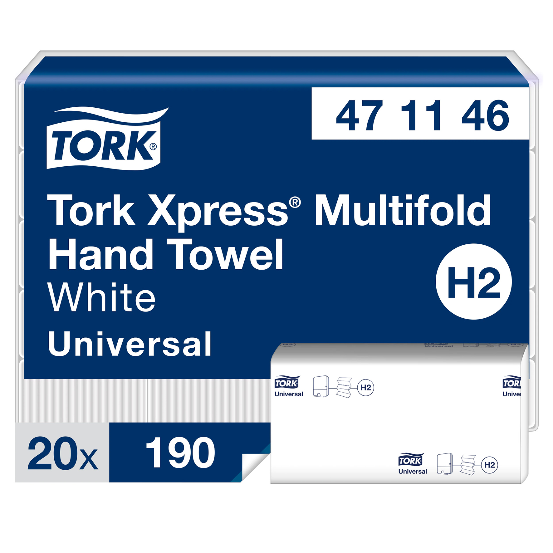 Handduk H2 Uni Vit 3800/fp