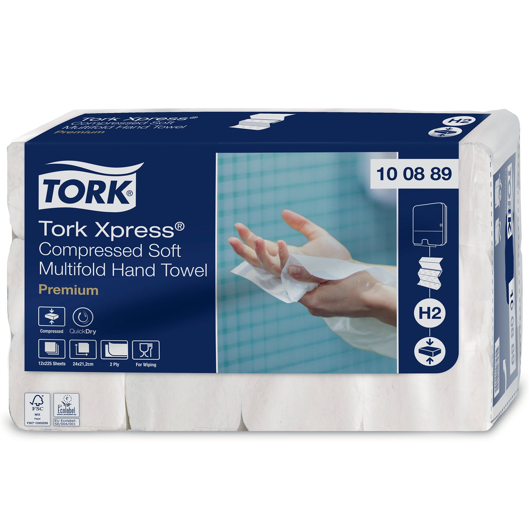 Komprimerad handduk Tork Xpress® Mjuk Multifold H2 2700/trp