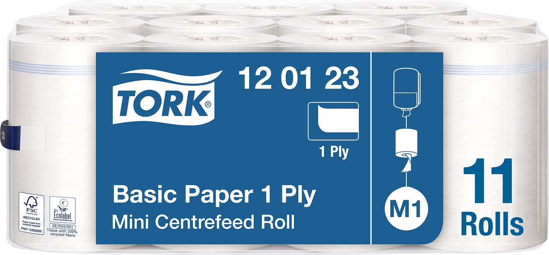 Papper Tork Basic M1 vit 11 rullar