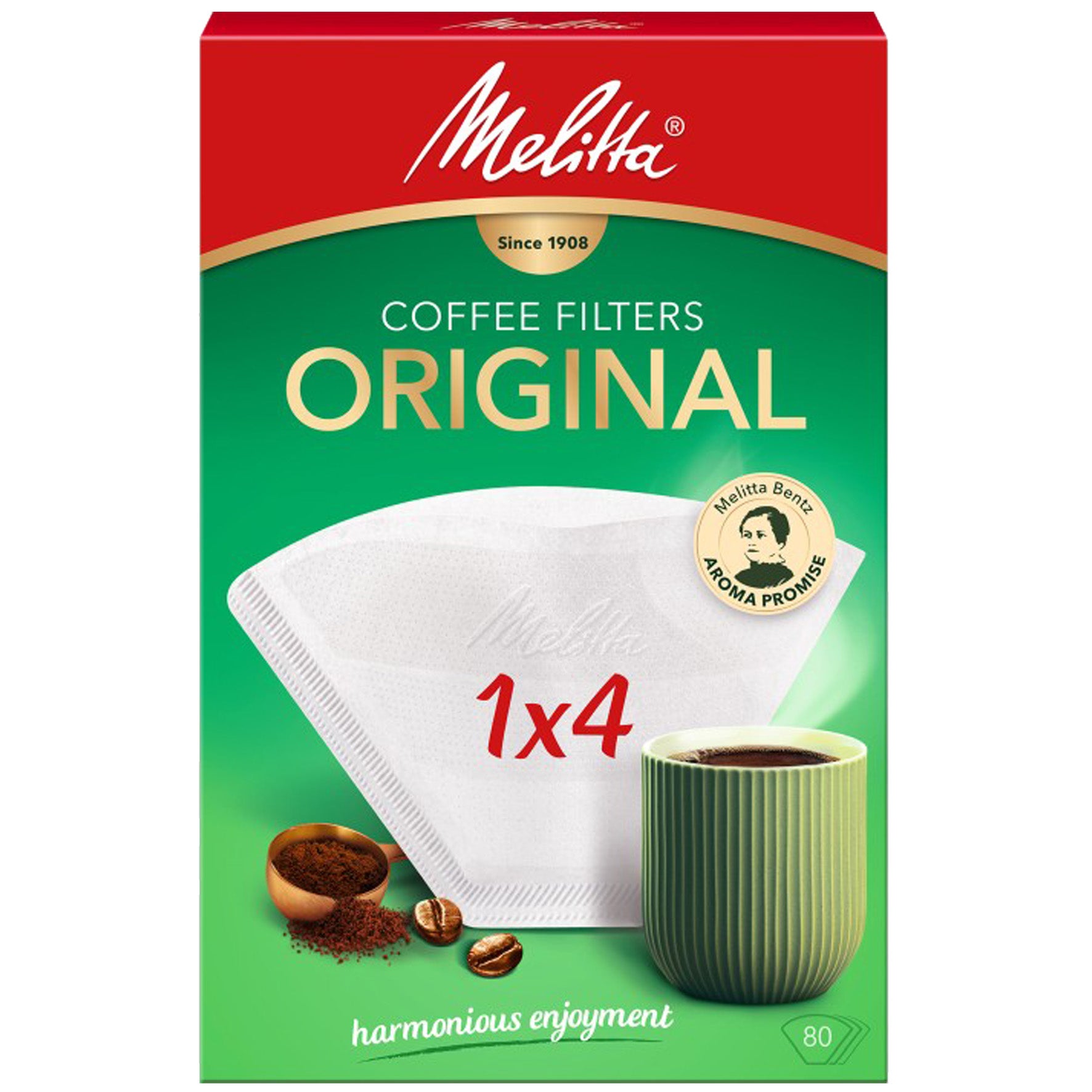 Kaffefilter Melitta 1x4 vita 80-pack