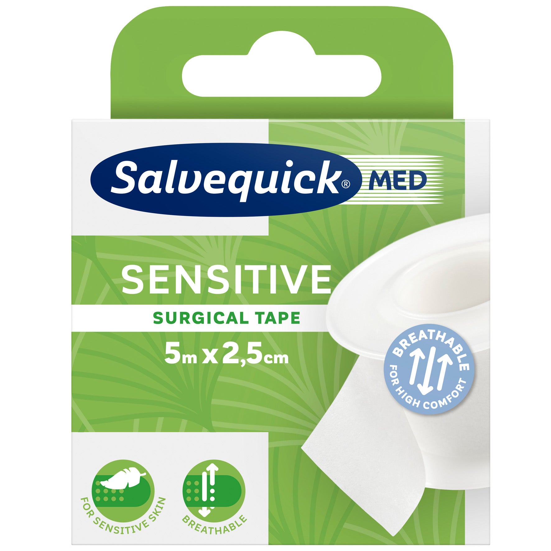 Kirurgtape Sensitive Salvequick 5 m x 25 mm vit 310366