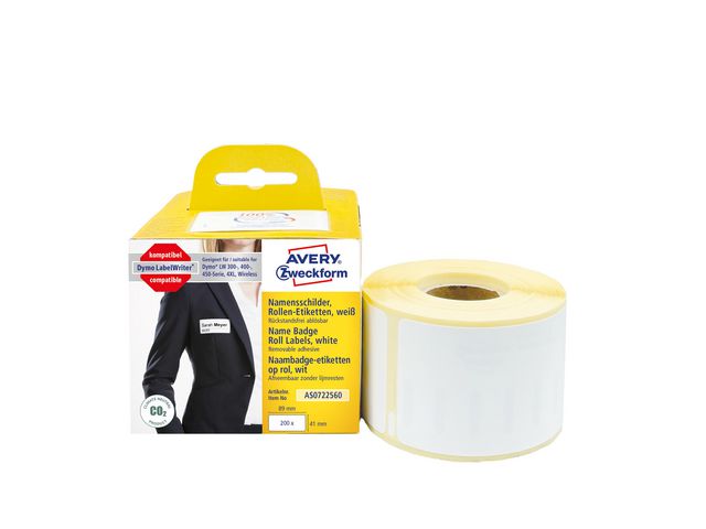 Namnskylt AVERY 41x89mm 200/fp