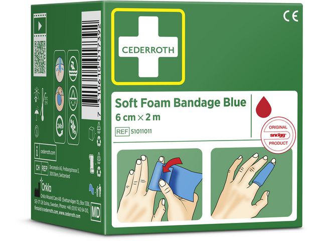 Plåster Soft Foam 60 mm x 2 m blå