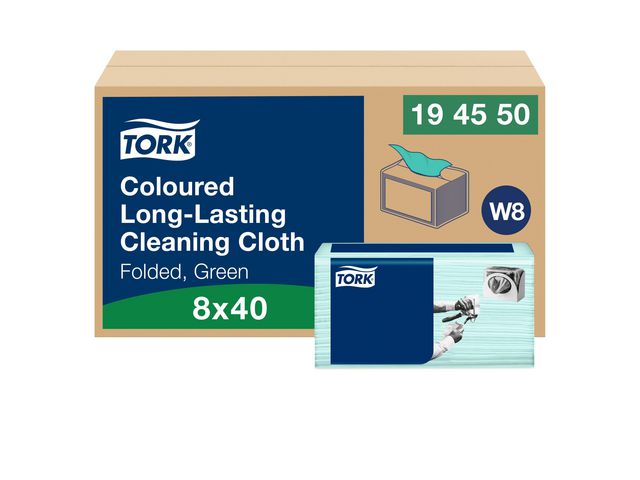 Rengöringsduk W8 Tork 40-pack grön