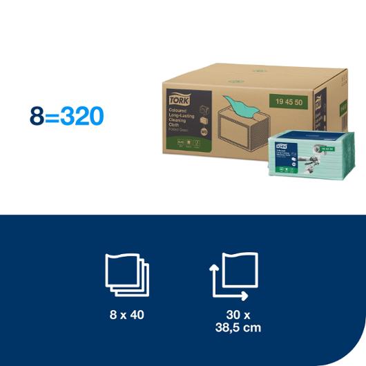 Rengöringsduk W8 Tork 40-pack grön