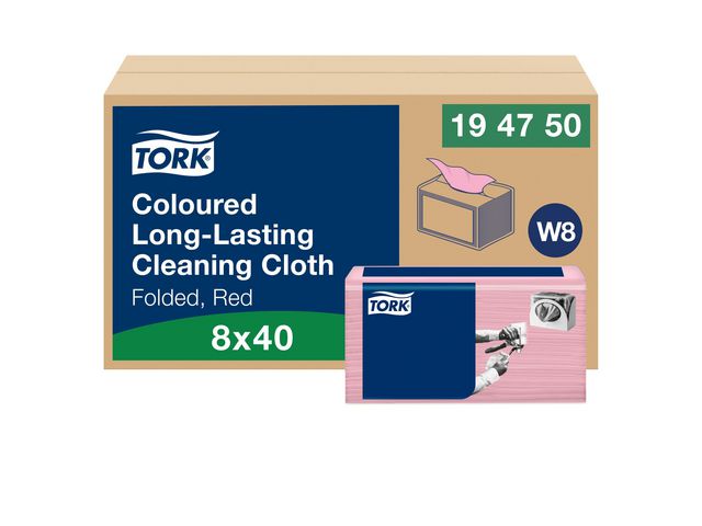 Rengöringsduk W8 Tork 40-pack röd