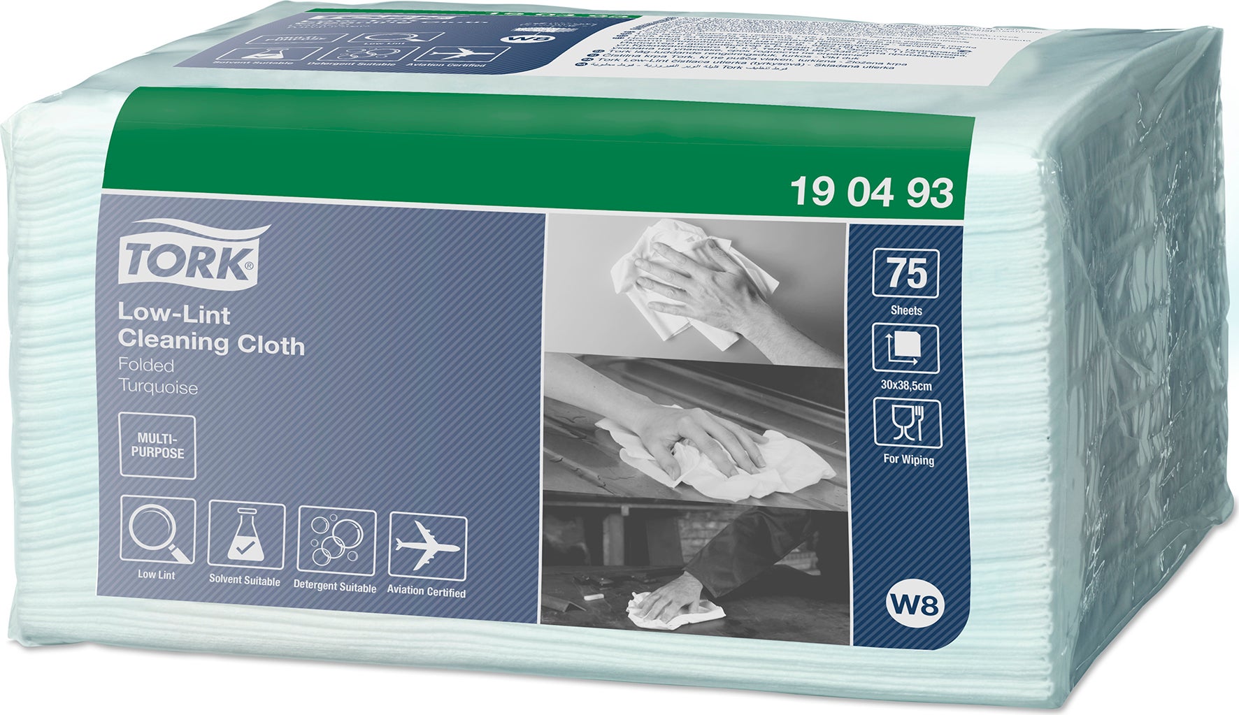 Rengöringsduk Tork Precision W8 75-pack turkos