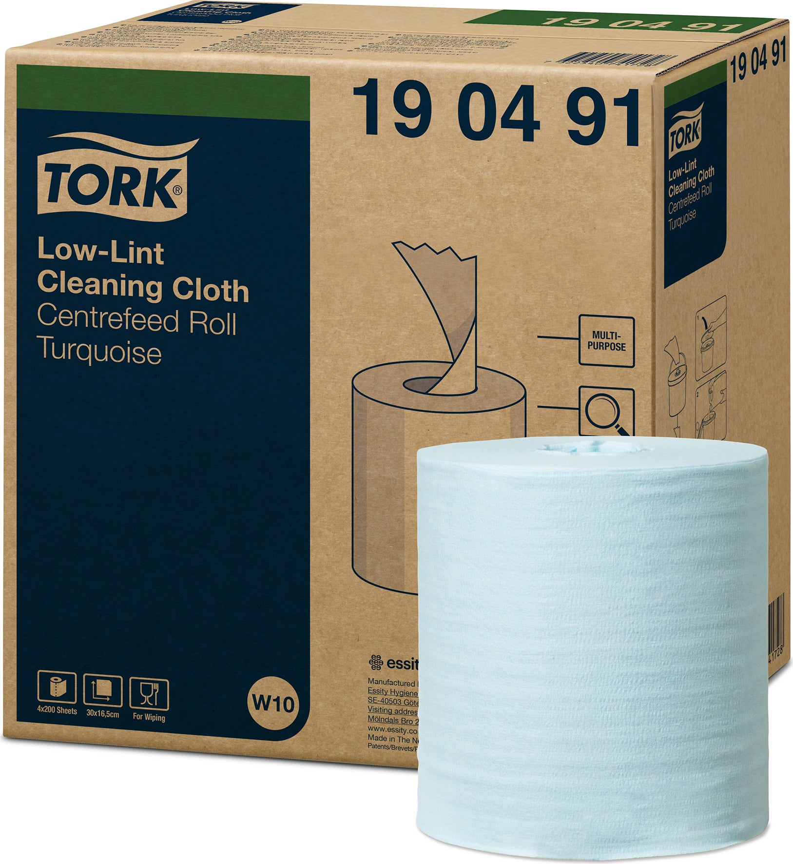 Rengöringsduk Precision turkos Tork W10 200-pack