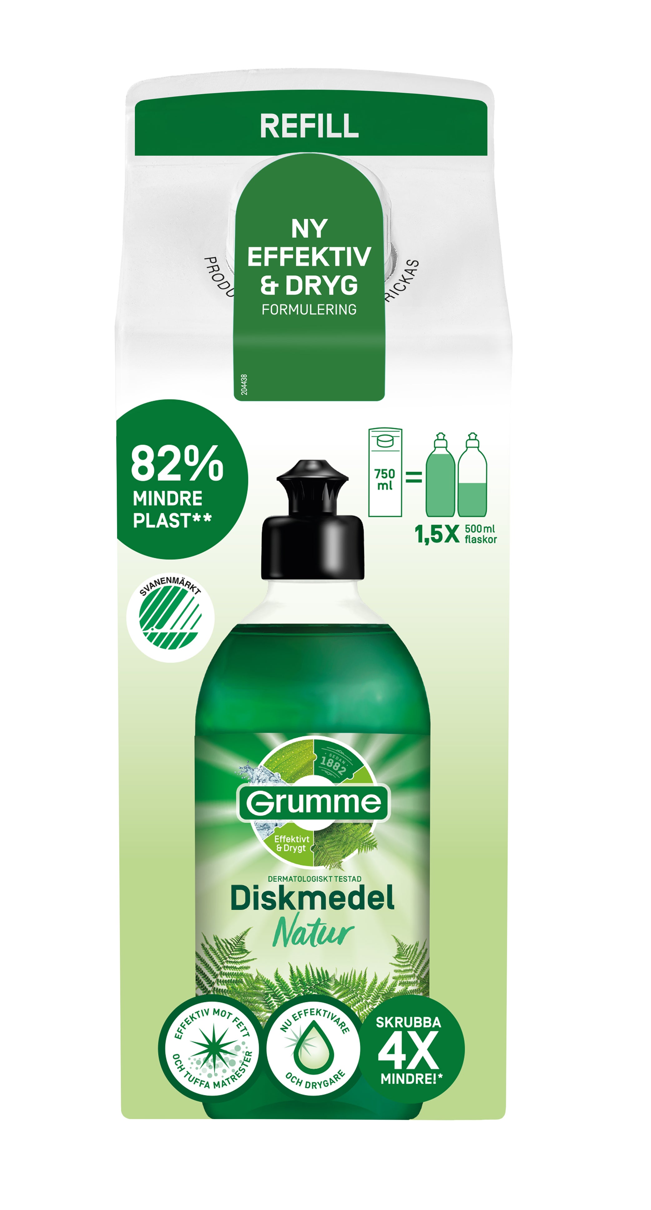 Diskmedel, refill Natur 750 ml
