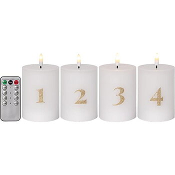 Blockljus STAR T LED Advent vit 4/fp