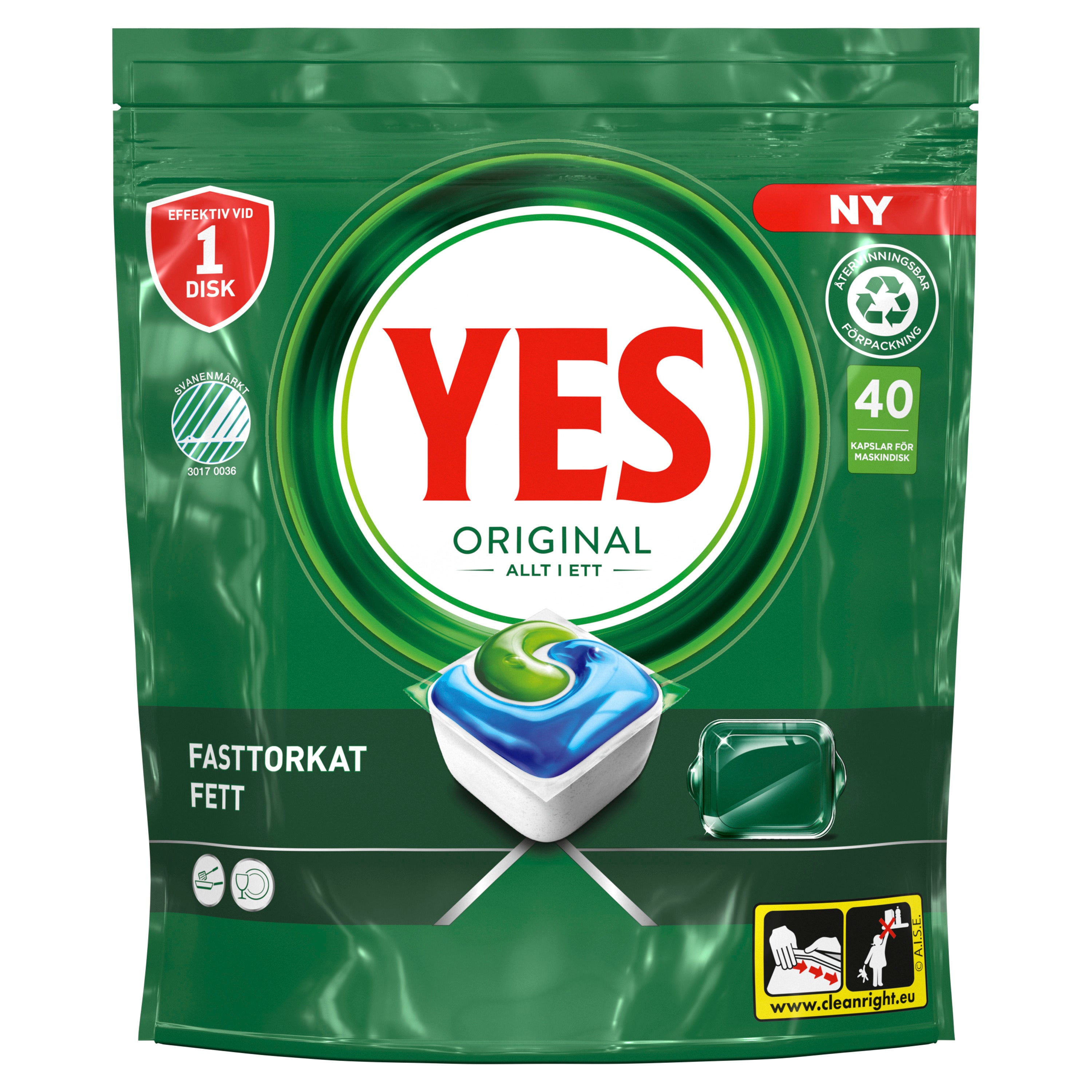 Diskmaskinstabletter YES All in One 40-pack