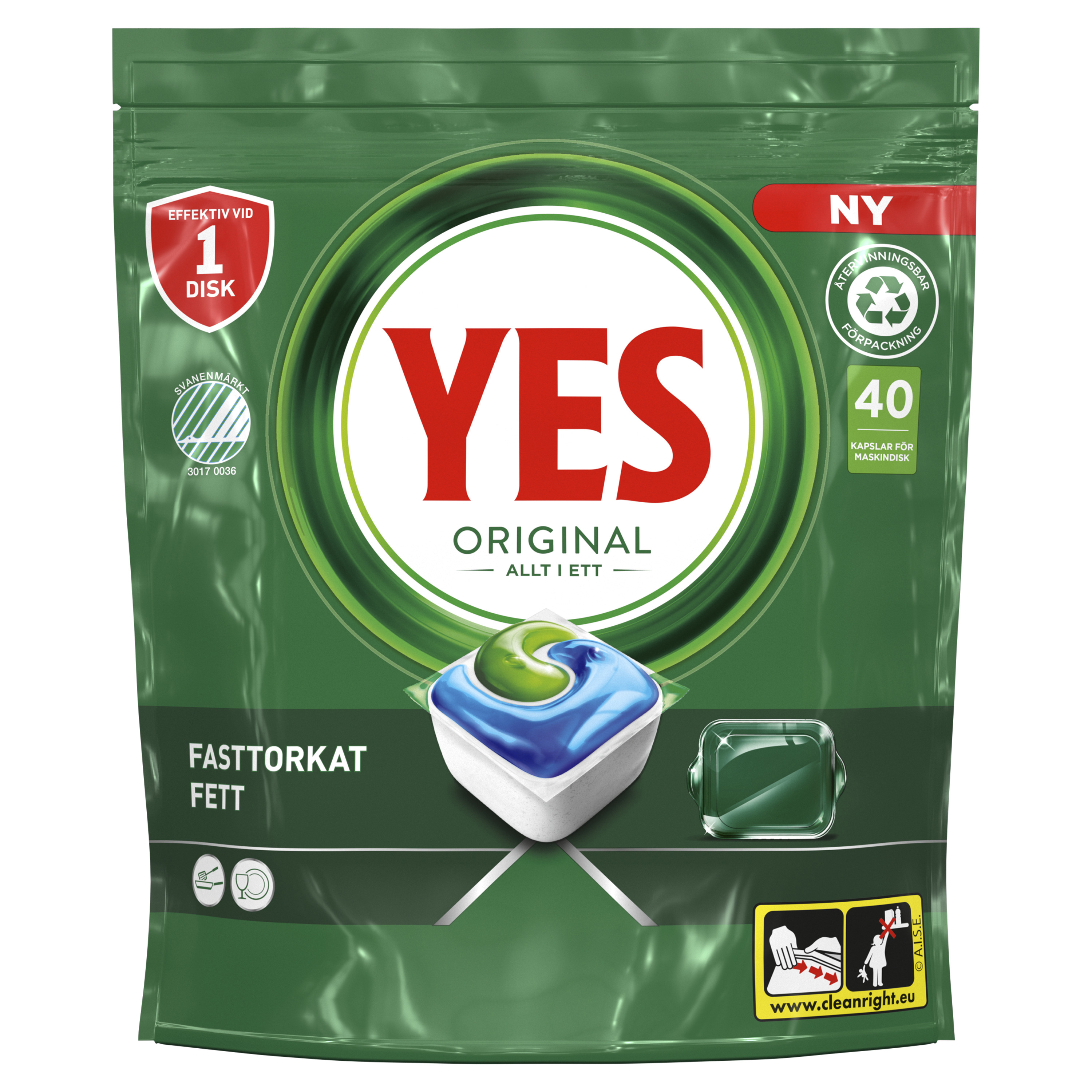 Diskmaskinstabletter YES All in One 40-pack