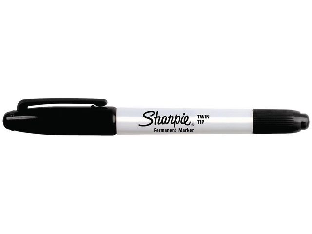 Märkpenna SHARPIE Twin Tip svart 12/fp