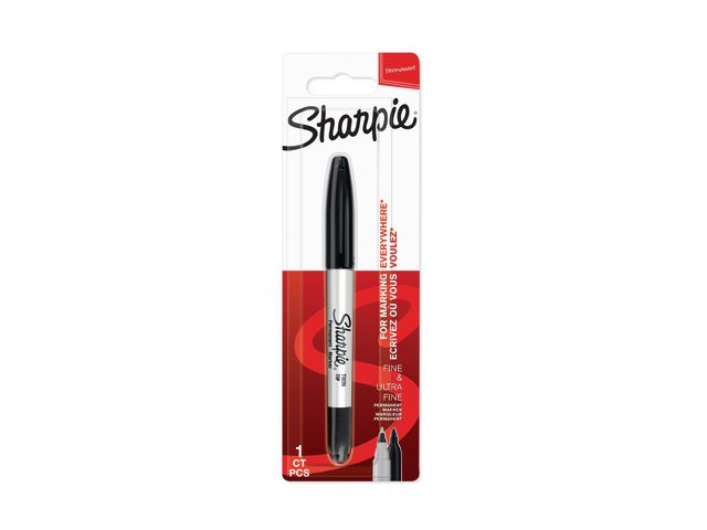 Märkpenna SHARPIE Twin Tip svart 12/fp