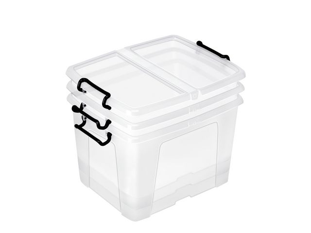 Plastlåda STRATA 40L klar med lock PP