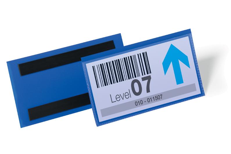 Etiketthållare magnetisk 100 x 38 mm blå 50 st/fp