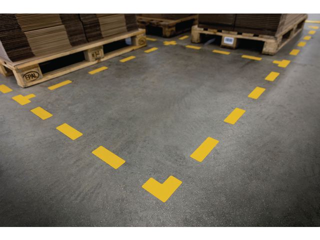 Golvmarkering "L-form" gul 10 st/fp