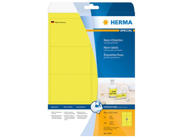 Etikett HERMA 99,1x67,7mm neongul160/fp