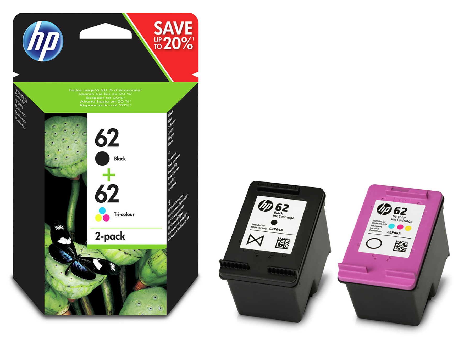 Bläck HP No62 CMYK 2 st/fp