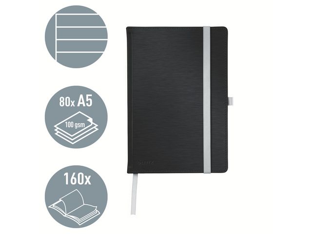 Ant.bok LEITZ Style A5 H linj 80bl svart