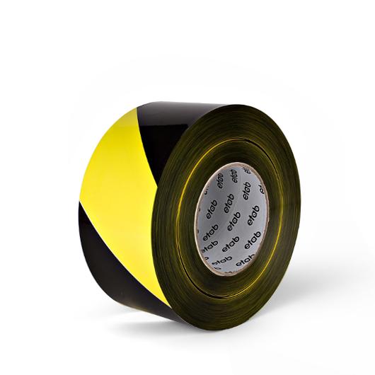 Varningsband 75mmx500m gul/svart