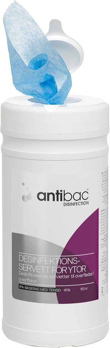 Antibac Ytdesinfektionsservett 150-pack