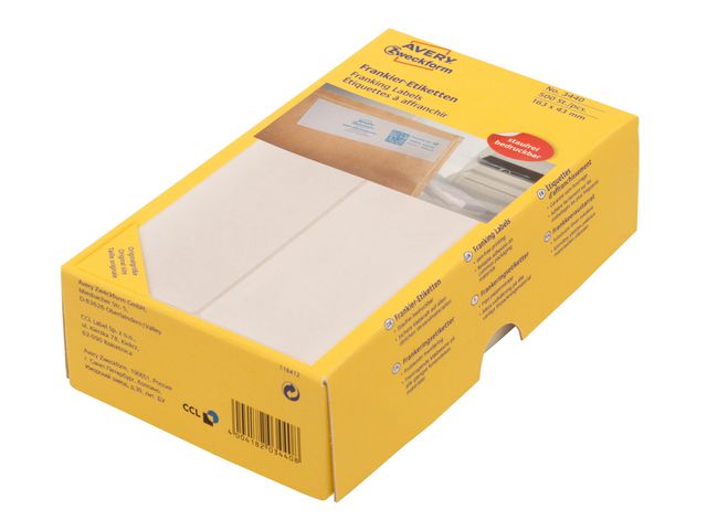 Etikett AVERY frankering 128x38mm 500/fp