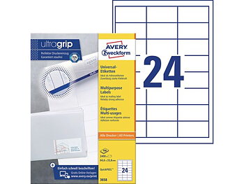 Etikett AVERY 64,6x33,8mm 2400/fp