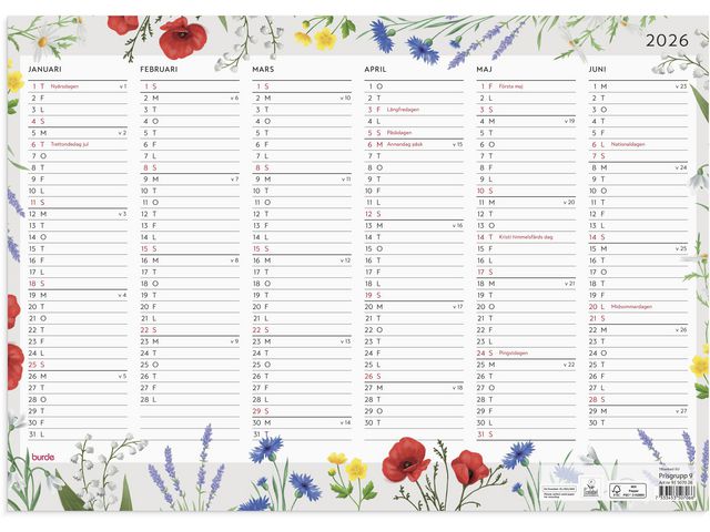 Väggblad Blomster 2026