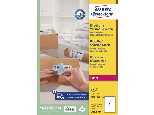 Etikett AVERY UG 199,6x289,1mm 100/fp