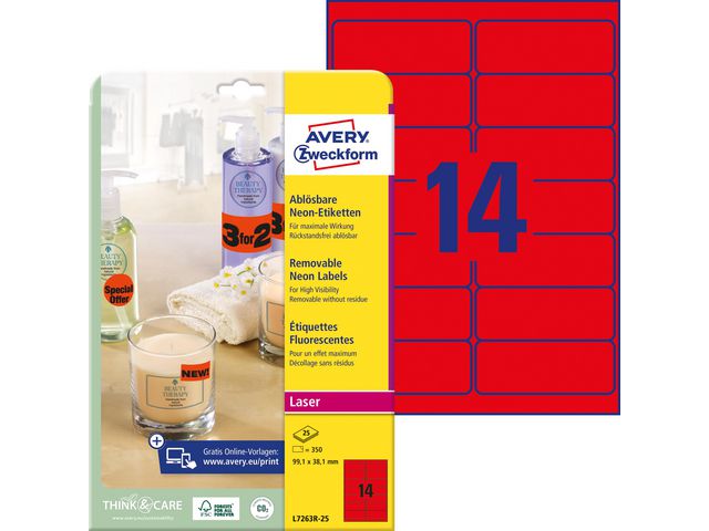 Etikett AVERY avtagb 99,1x38,1mm 350/fp