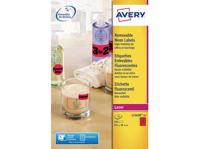 Etikett AVERY avtagb 99,1x38,1mm 350/fp