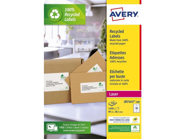 Etikett AVERY QP 99,1x38,1 1400/fp