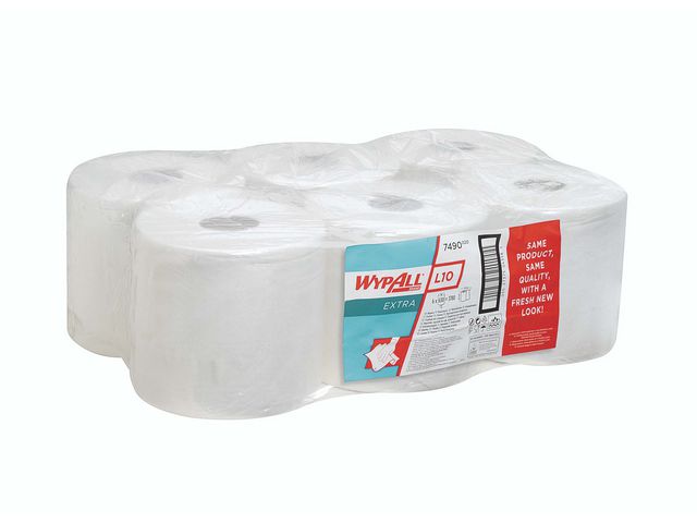 Torkrulle WYPALL L10 1-lag vit 228m/rl