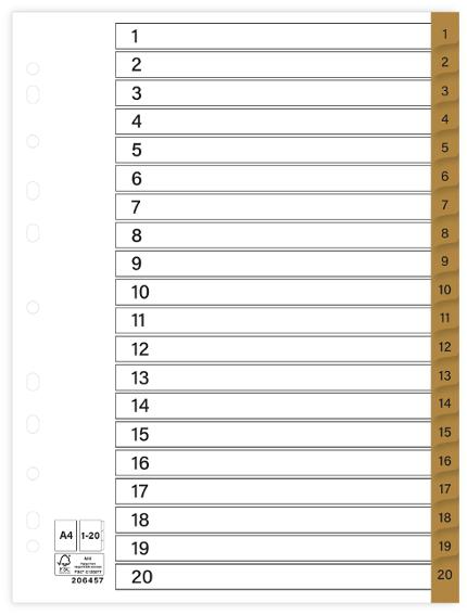 Register plastflik 1-20 brun 10/fp