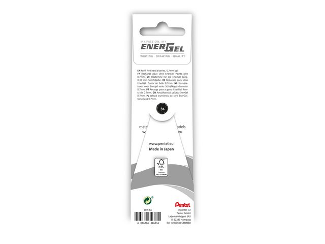 Refill PENTEL EnerGel LR7 0,7 svart 3/fp